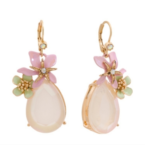 🔹️Betsey Johnson🔹️ Flower Teardrop Earrings NEW - Picture 1 of 5